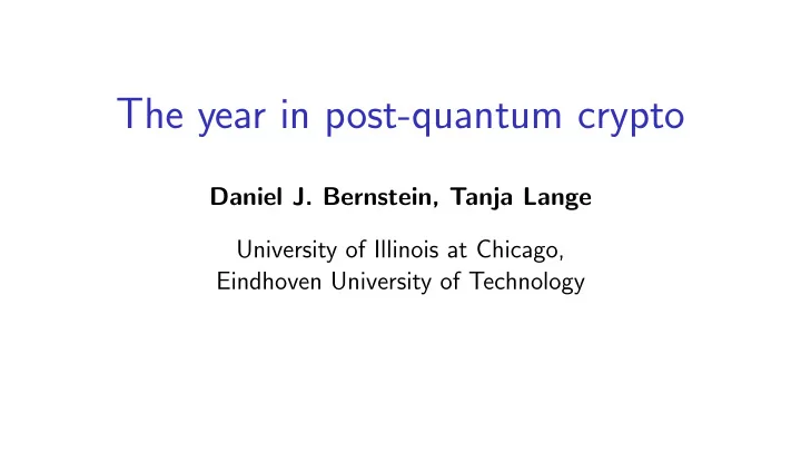 the year in post quantum crypto