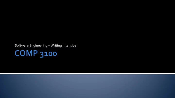 software engineering writing intensive dr barry wittman