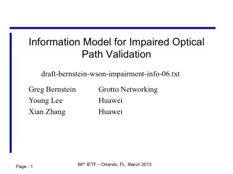 Information Model for Impaired Optical  Path Validation