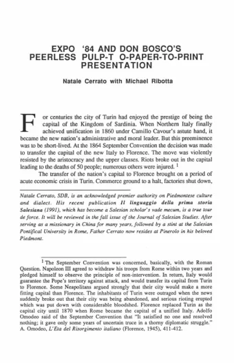 F or centuries the city of Turin had enjoyed the prestige of being the capital of the Kingdom of