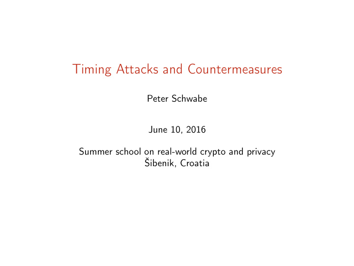 timing attacks and countermeasures