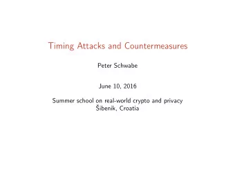 Timing Attacks and Countermeasures  Peter Schwabe  June 10, 2016  Summer school on real-world