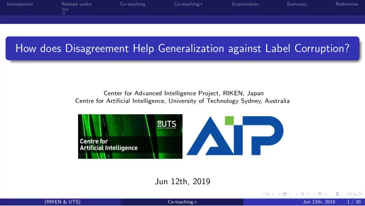 how does disagreement help generalization against label