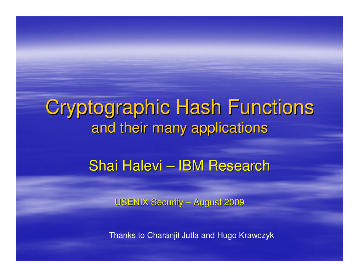 cryptographic hash functions cryptographic hash functions
