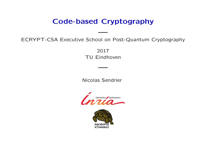 code based cryptography