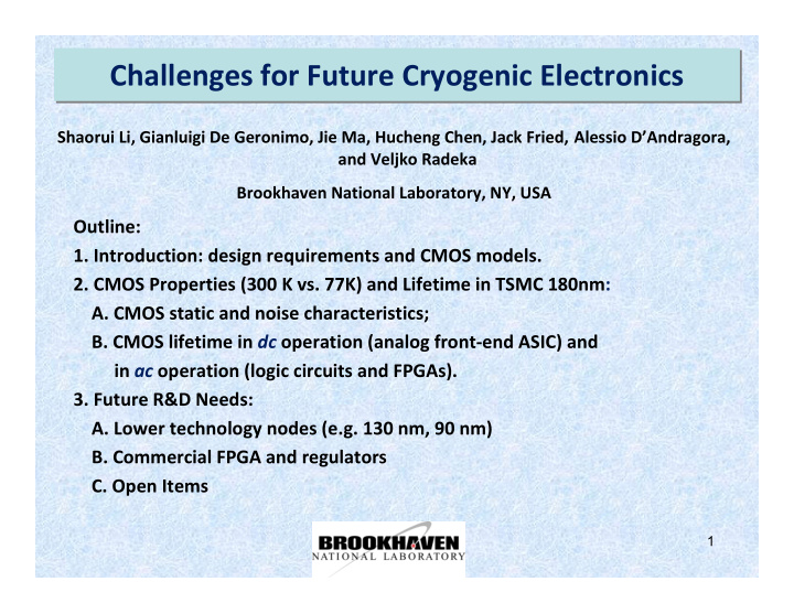 challenges for future cryogenic electronics challenges