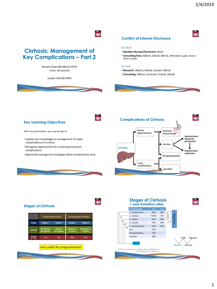 cirrhosis management of