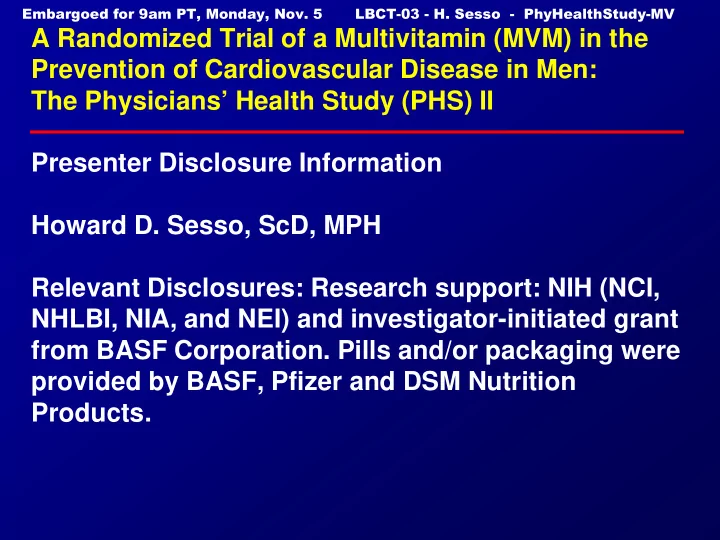 a randomized trial of a multivitamin mvm in the