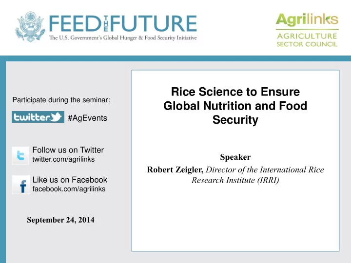 rice science to ensure