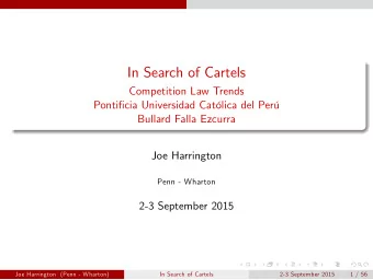 In Search of Cartels  Competition Law Trends  Pontificia Universidad Catlica del Per  Bullard