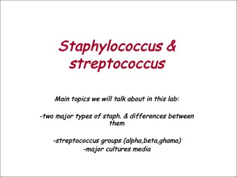 Sta  Staphyloco  coccus  ccus &amp;  st  strept  ptococcus  Ma  Main to  topics  cs we will ta