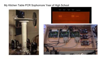 My Kitchen Table PCR Sophomore Year of High School  PCR Primer  Primer-Defined Changes to the PCR