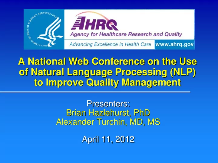 a national web conference on the use of natural language