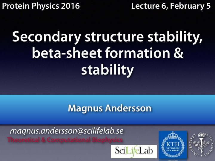 secondary structure stability beta sheet formation