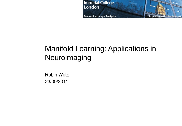 manifold learning applications in neuroimaging