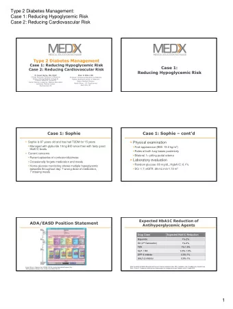 Case 2: Reducing Cardiovascular Risk  Type 2 Diabetes Management  Case 1: Reducing Hypoglycemic