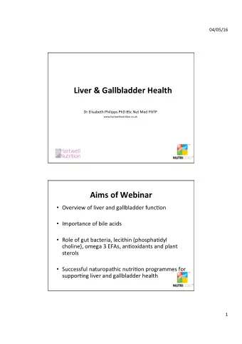 Liver  &amp;  Gallbladder  Health          Dr  Elisabeth  Philipps  PhD