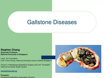 Gallstone Diseases  Stephen Chang  Associate Professor,  National University of Singapore  Lead,
