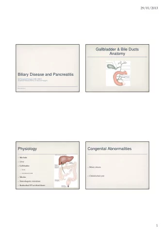 Gallbladder &amp; Bile Ducts  Anatomy  Biliary Disease and Pancreatitis  Mr Panagiotis Georgiou MD,