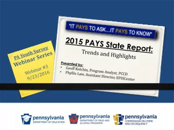 PAYS We binar  Sc he dule 9 th  Se pte mbe r  T  he  E  volution of PAYS:  E  dits &amp; Update