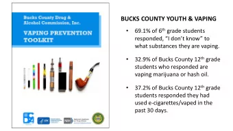 BUCKS COUNTY YOUTH &amp; VAPING 69.1% of 6 th grade students    responded, I dont know