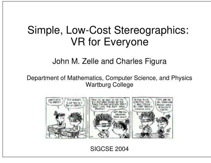 simple low cost stereographics vr for everyone