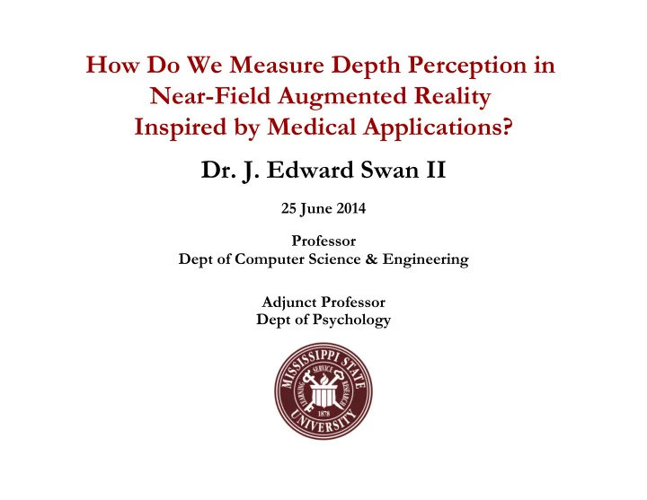 how do we measure depth perception in near field