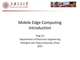 Introduction  Ying Cui  Department of Electronic Engineering  Shanghai Jiao Tong University, China