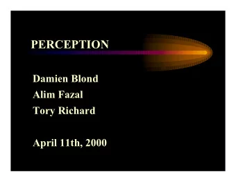 PERCEPTION  Damien Blond  Alim Fazal  Tory Richard  April 11th, 2000  Outline 9.1: Introduction