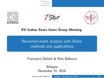 Recurrent-event analysis with Stata:  methods and applications  Francesca Ghilotti &amp; Rino
