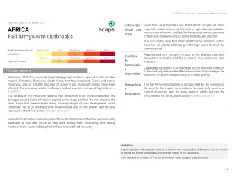 Thematic report  23 March 2017  Anticipated  Given that Fall Armyworms can affect almost all