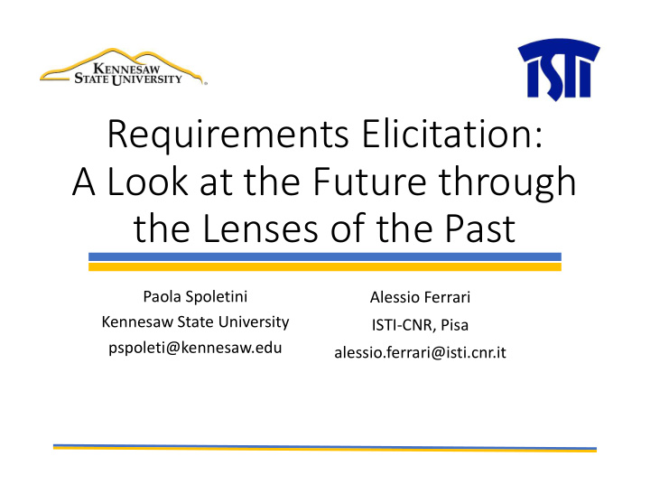 requirements elicitation a look at the future through the