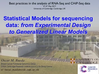 Statistical Models for sequencing data: from Experimental Design  to Generalized Linear Models