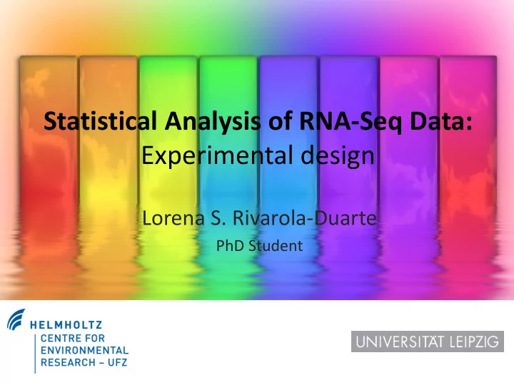 statistical analysis of rna seq data experimental design