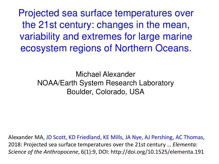 projected sea surface temperatures over the 21st century