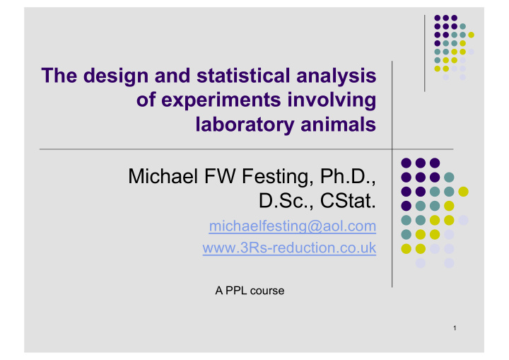 the design and statistical analysis of experiments
