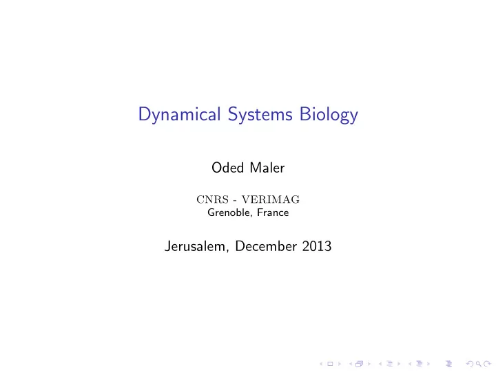 dynamical systems biology