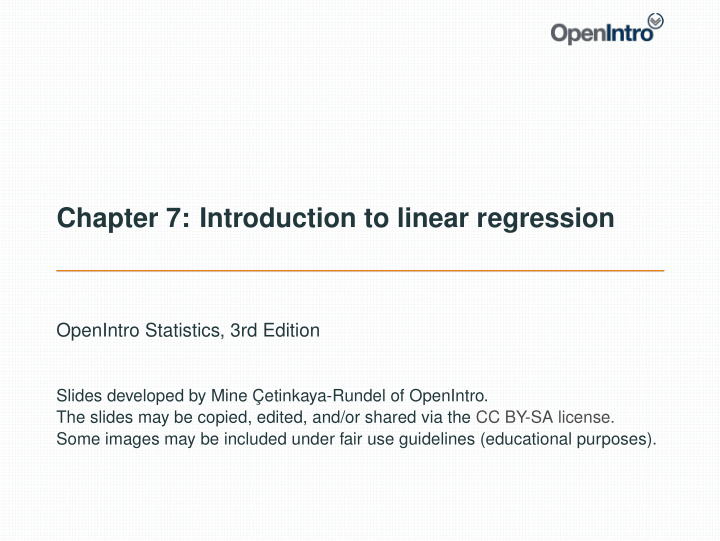 chapter 7 introduction to linear regression