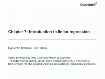 Chapter 7: Introduction to linear regression  OpenIntro Statistics, 3rd Edition  Slides developed