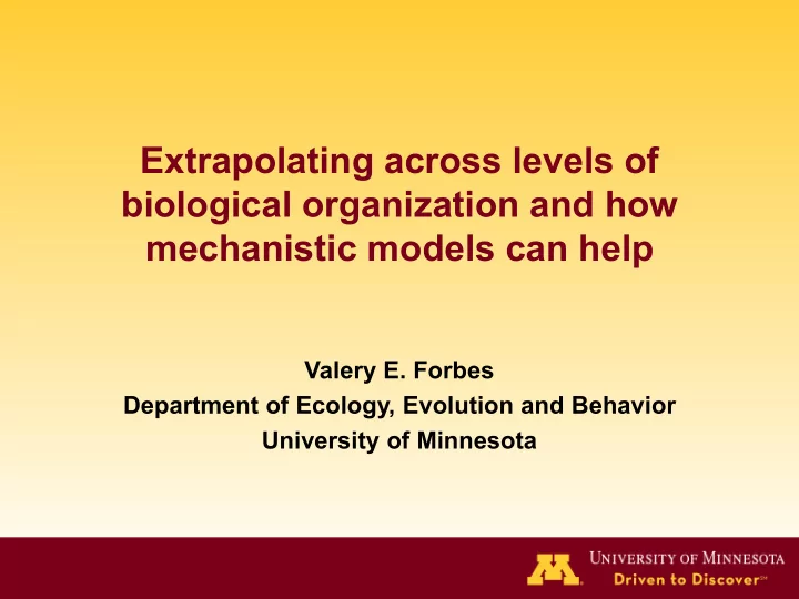 extrapolating across levels of biological organization