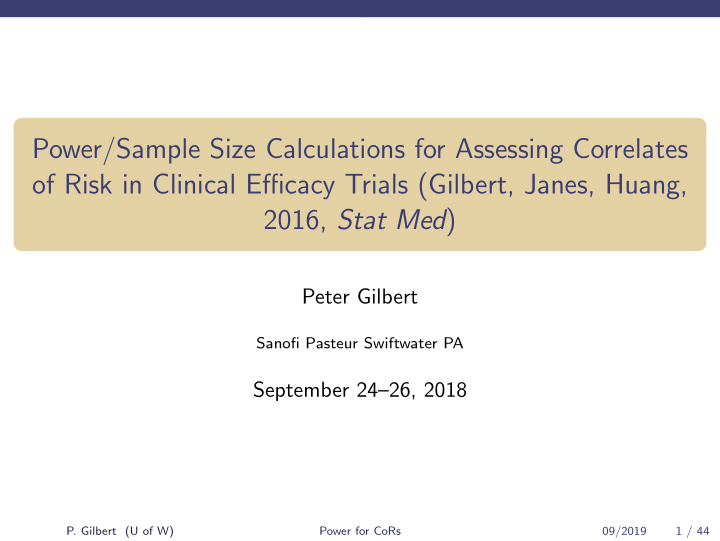 power sample size calculations for assessing correlates