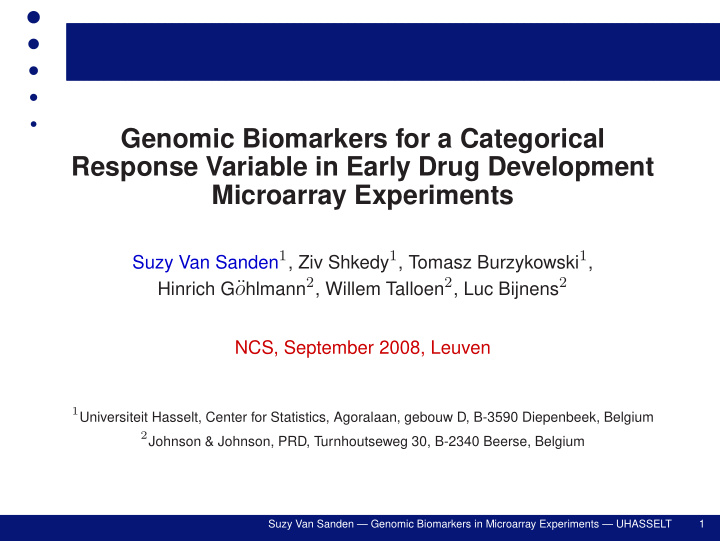genomic biomarkers for a categorical response variable in