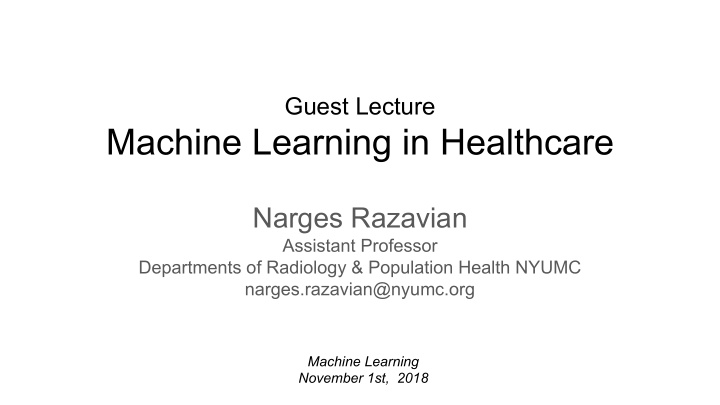 machine learning in healthcare