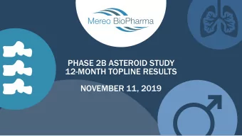 12-MONTH TOPLINE RESULTS  NOVEMBER 11, 2019  DISCLAIMER This presentation has been prepared by