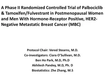 A Phase II Randomized Controlled Trial of Palbociclib  &amp; Tamoxifen/Fulvestrant in