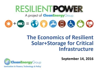 Solar+Storage for Critical  Infrastructure  September 14, 2016  Housekeeping  Who We Are