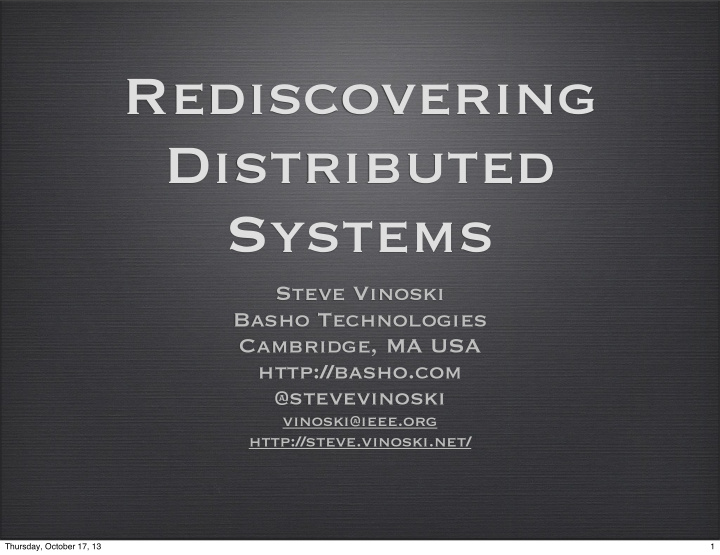 rediscovering distributed systems