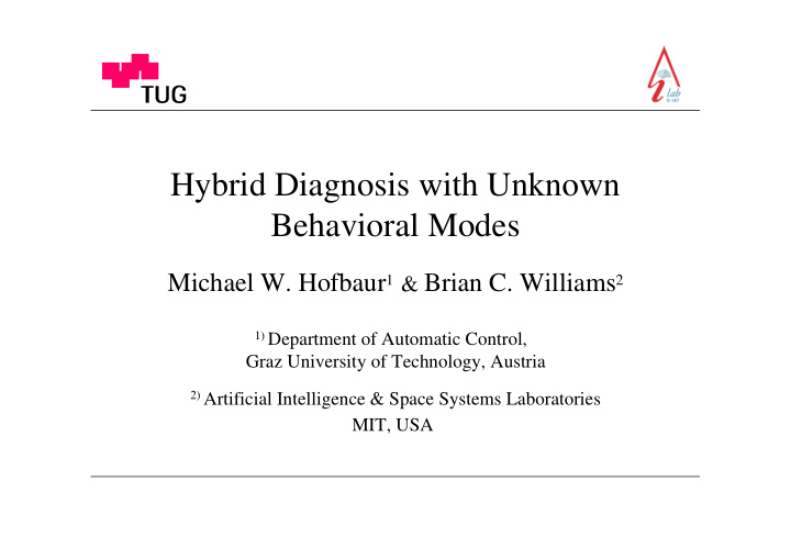 hybrid diagnosis with unknown behavioral modes