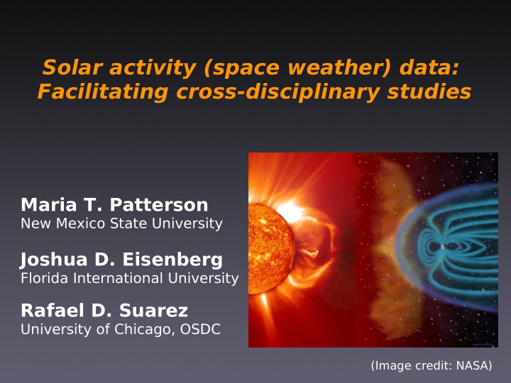 solar activity space weather data facilitating cross