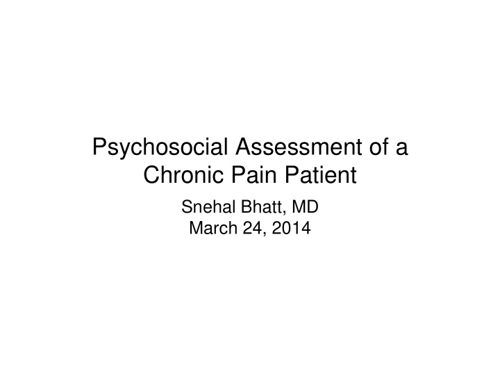psychosocial assessment of a chronic pain patient